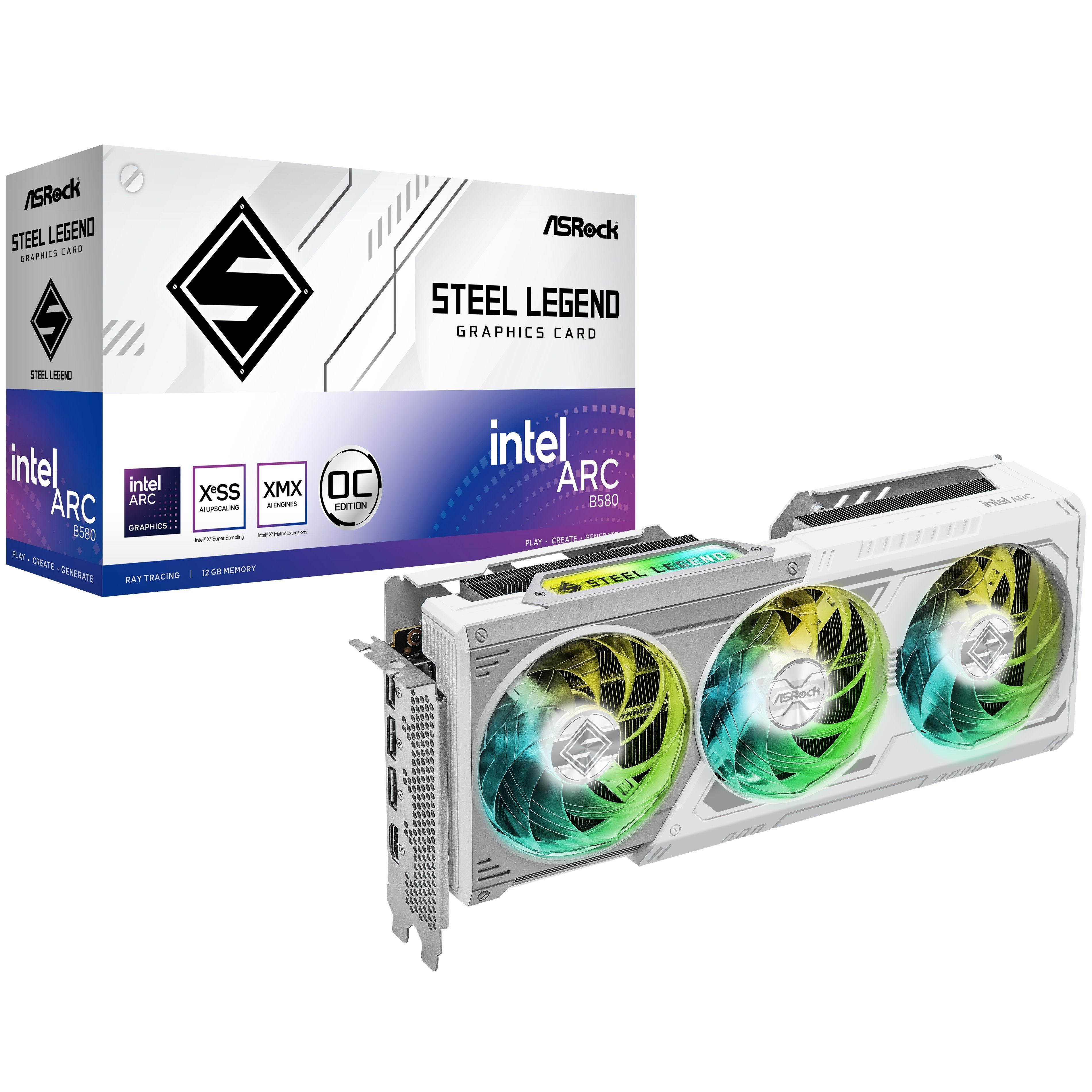 ASROCK intel® arc b580 steel legend 12gb oc gddr6 hdmi 3xdp grafikkarte